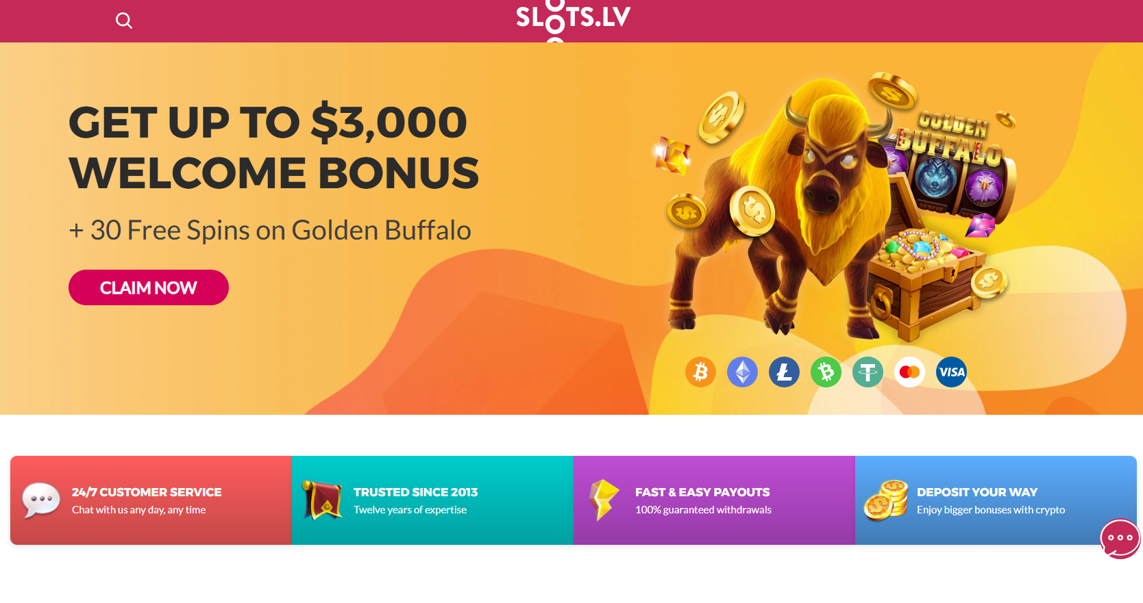 Slots.lv Casino Homepage